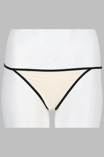 Cream-colored thong with black trim from Mc2 Saint Barth women’s slip mare zephire string white collection