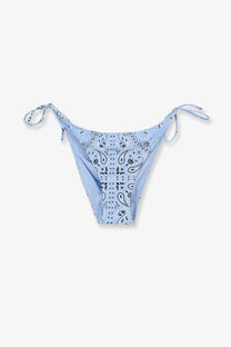Light blue bandana patterned mc2 saint barth women’s virgo bikini bottoms with black paisley and geometric designs
