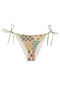Mc2 Saint Barth women’s Virgo bikini bottoms multicolor patchwork with floral geometric patterns and tied side ties