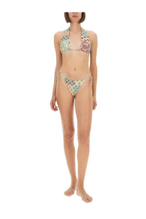 Mc2 Saint Barth women’s Virgo bikini bottoms multicolor with intricate floral pattern in green pink beige and blue