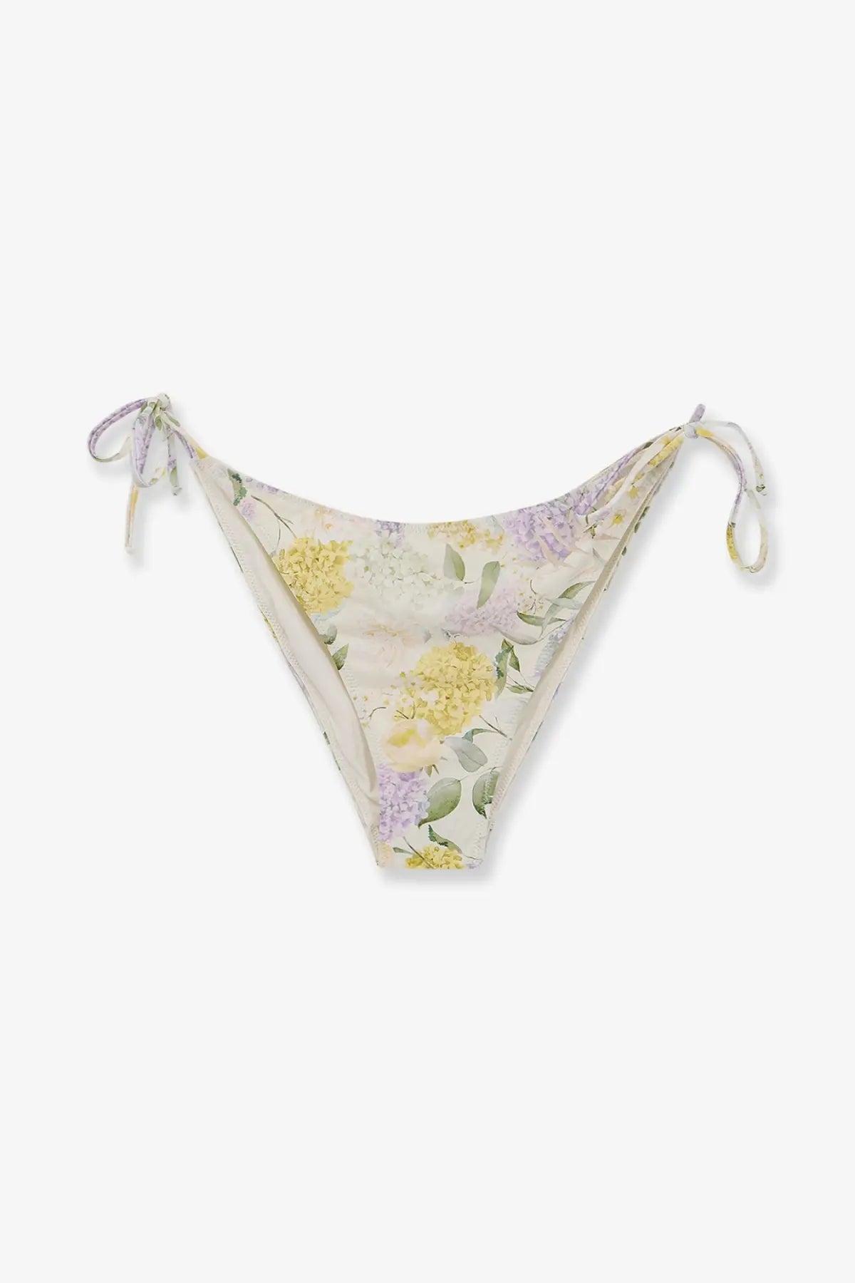 Mc2 Saint Barth women’s virgo bikini slip yellow in soft cream with yellow lavender floral print on lightweight fabric