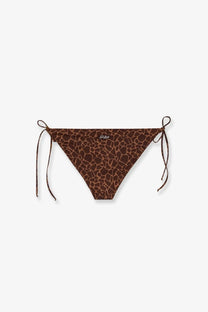 Brown giraffe-print nylon triangle bikini bottom with side ties from mc2 saint barth womens virgo collection
