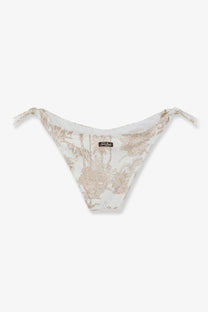 Beige and white tropical print bikini bottom with tied side ties from mc2 saint barth women’s yali collection