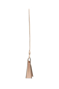 Beige leather crossbody bag with knotted strap and minimalist design in mcm women’s hobo bag himmel blue collection