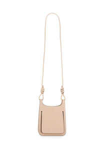 Mcm women’s hobo bag himmel blue beige leather crossbody bag with minimalist design and long knotted strap