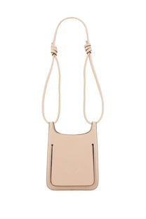 Mcm women’s hobo bag in himmel blue leather with minimalist design and beige knotted crossbody strap