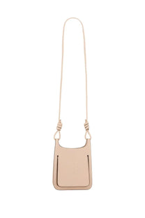 Beige leather crossbody bag with minimalist design and knotted strap details from mcm womens hobo bag himmel blue collection