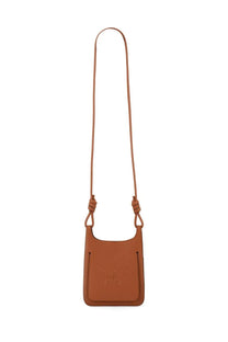 Mcm women’s hobo bag himmel brown tan leather crossbody with knotted strap and embossed logo on front