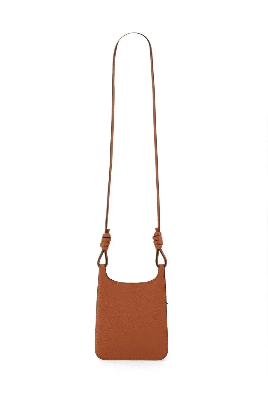 Mcm women’s hobo bag himmel brown tan leather crossbody with sleek minimalist design and distinctive knotted strap