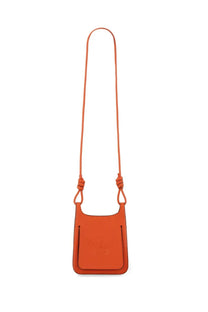 Orange leather crossbody bag with knotted strap and embossed logo in mcm womens hobo bag himmel orange design