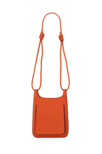 Mcm women’s hobo bag himmel orange leather crossbody bag with knotted strap and embossed logo