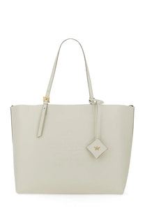 Mcm women’s shopping bag himmel large white sleek off-white leather tote with gold-tone hardware and diamond logo tag