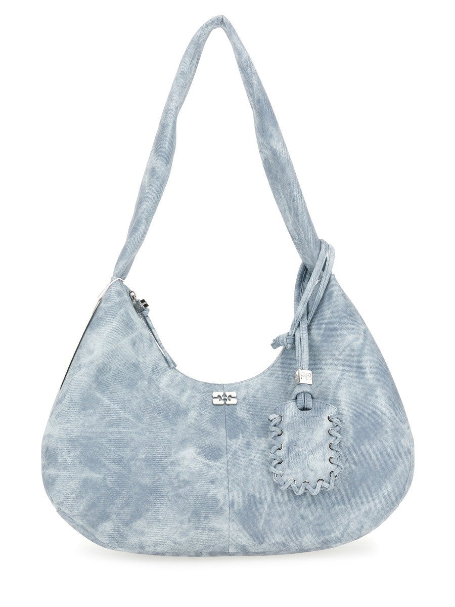 Ganni Women's Medium Bleached Hobo Bag Blue