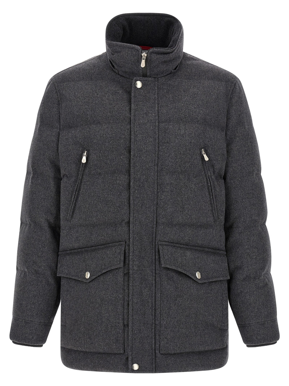Brunello Cucinelli Membrane Wool Flannel Parka Grey