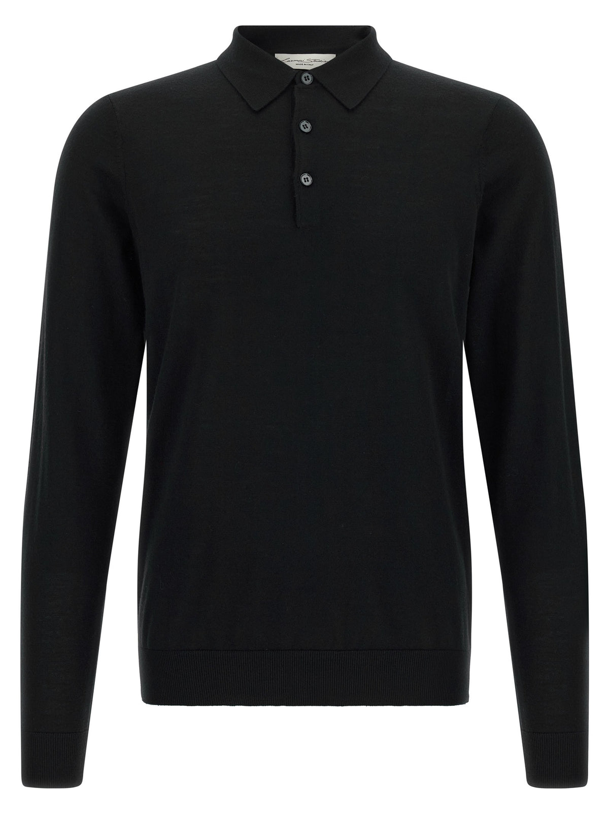 Larmeri Studio Merino Wool Polo Shirt Black