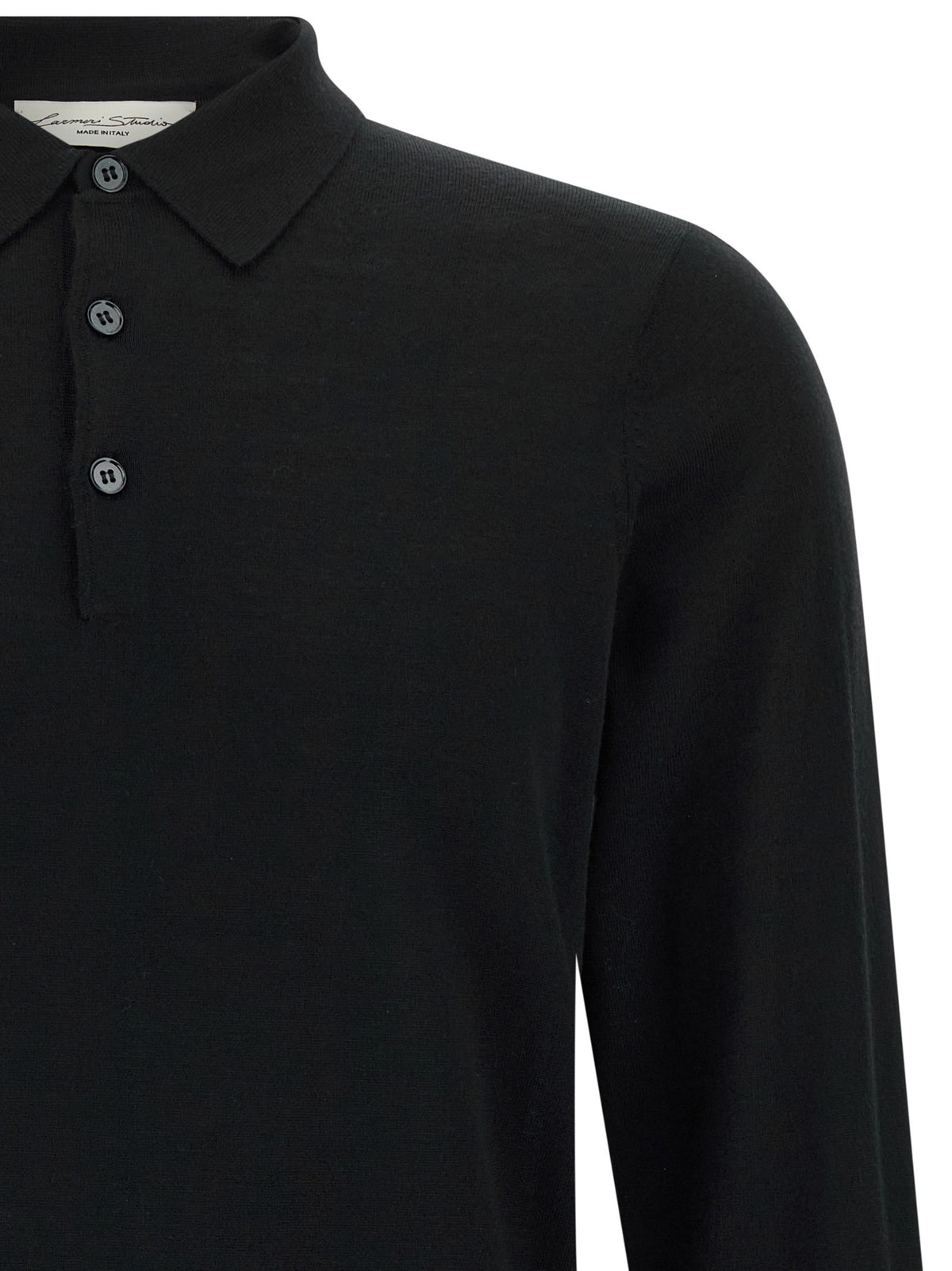 Larmeri Studio Merino Wool Polo Shirt Black, view 3