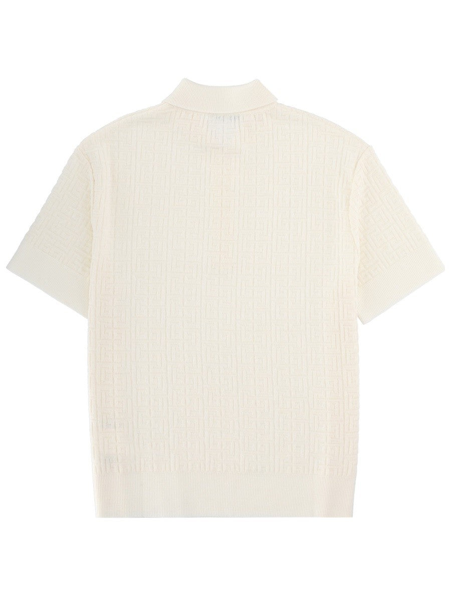 Balmain Men's Merino Wool Polo Shirt White