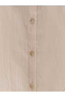 Mes Demoiselles women’s Celeste cotton shirt white beige linen with subtle vertical pleats and three translucent buttons
