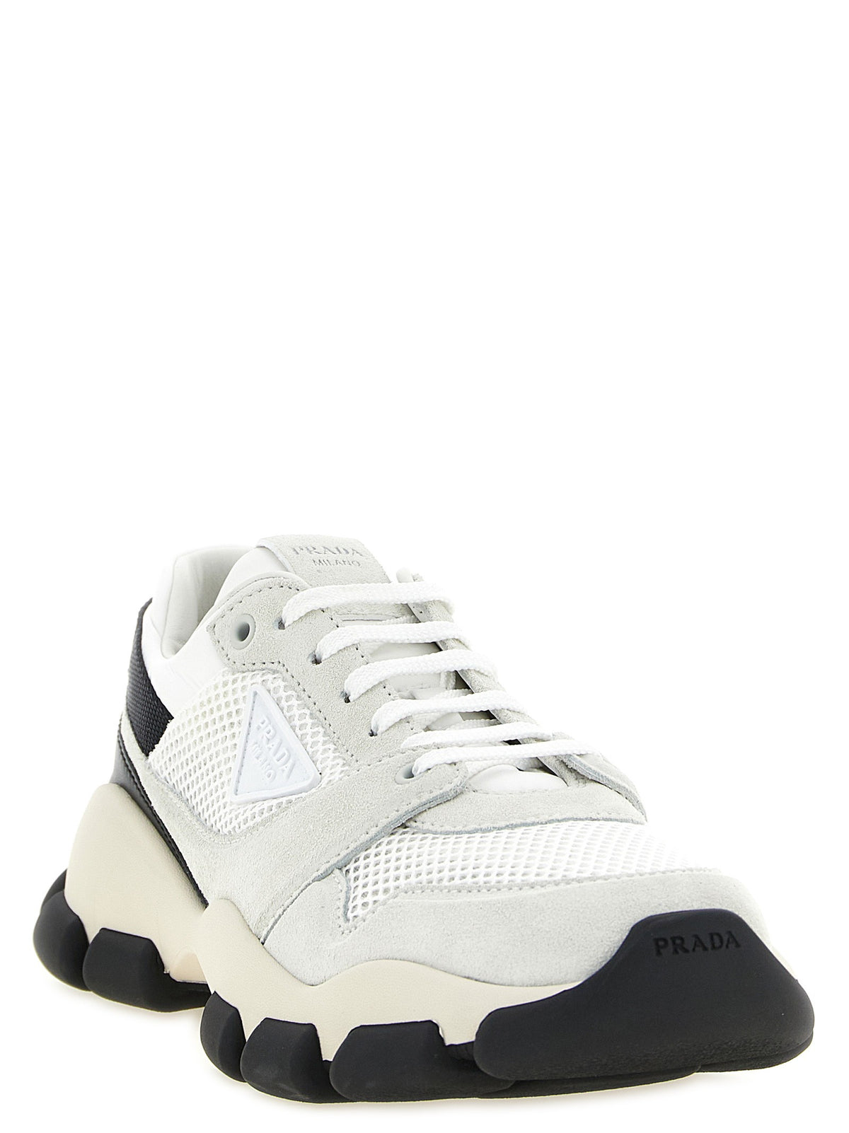 PRADA Mesh and Suede Sneakers White