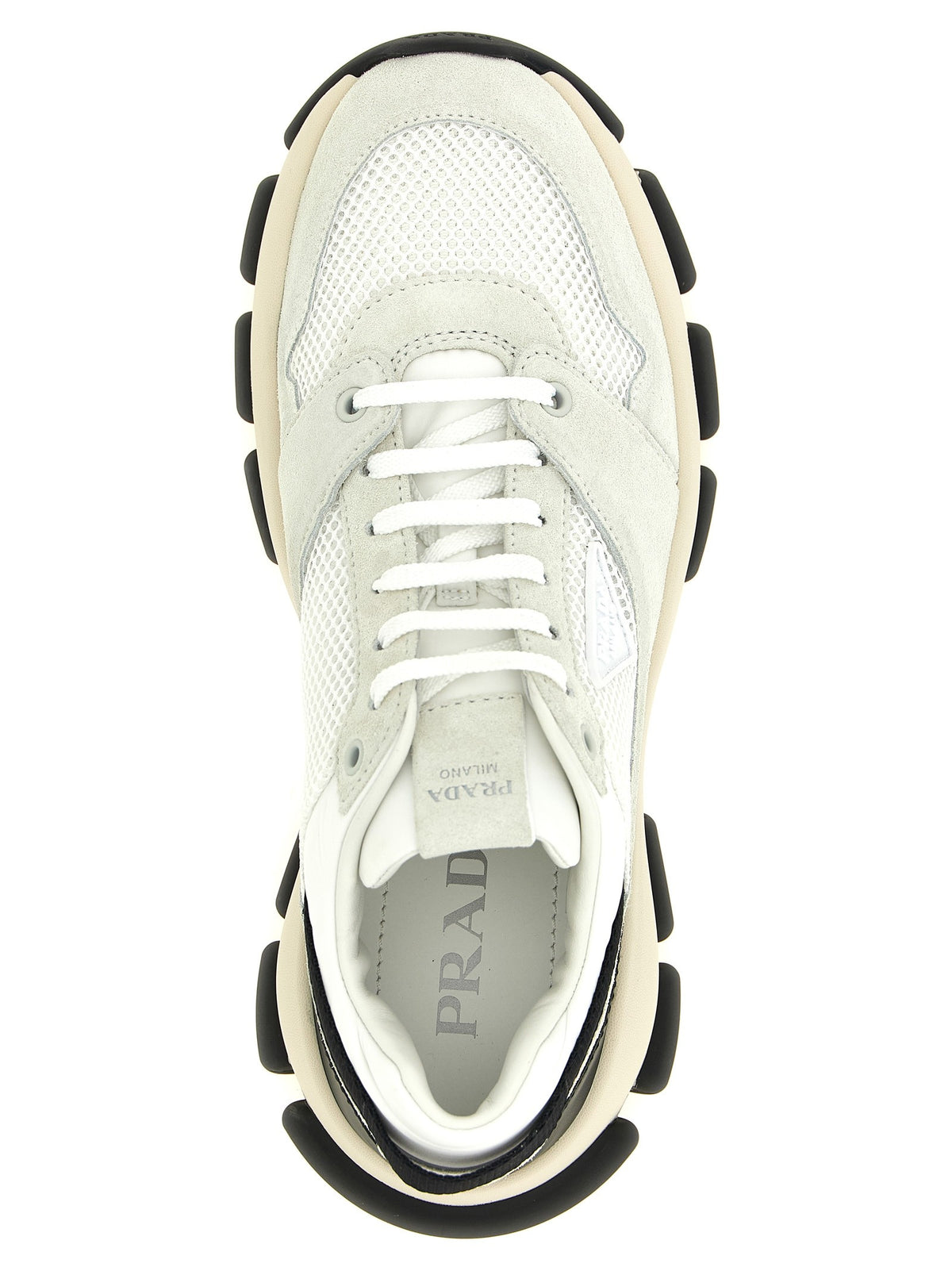 PRADA Mesh and Suede Sneakers White
