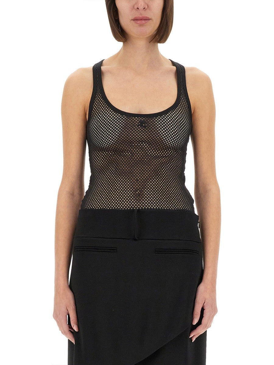 courrèges Women's Mesh Tank Top Black
