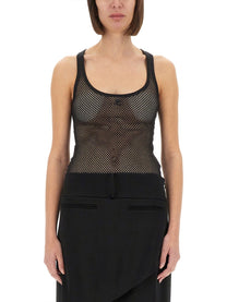 courrèges Women's Mesh Tank Top Black
