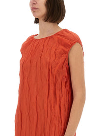 Alysi Women's Metallic Gauze Longuette Dress Red
