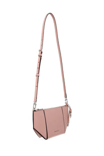 Michael Kors women’s Jordi blue crossbody bag in blush-pink leather with geometric design and silver hardware