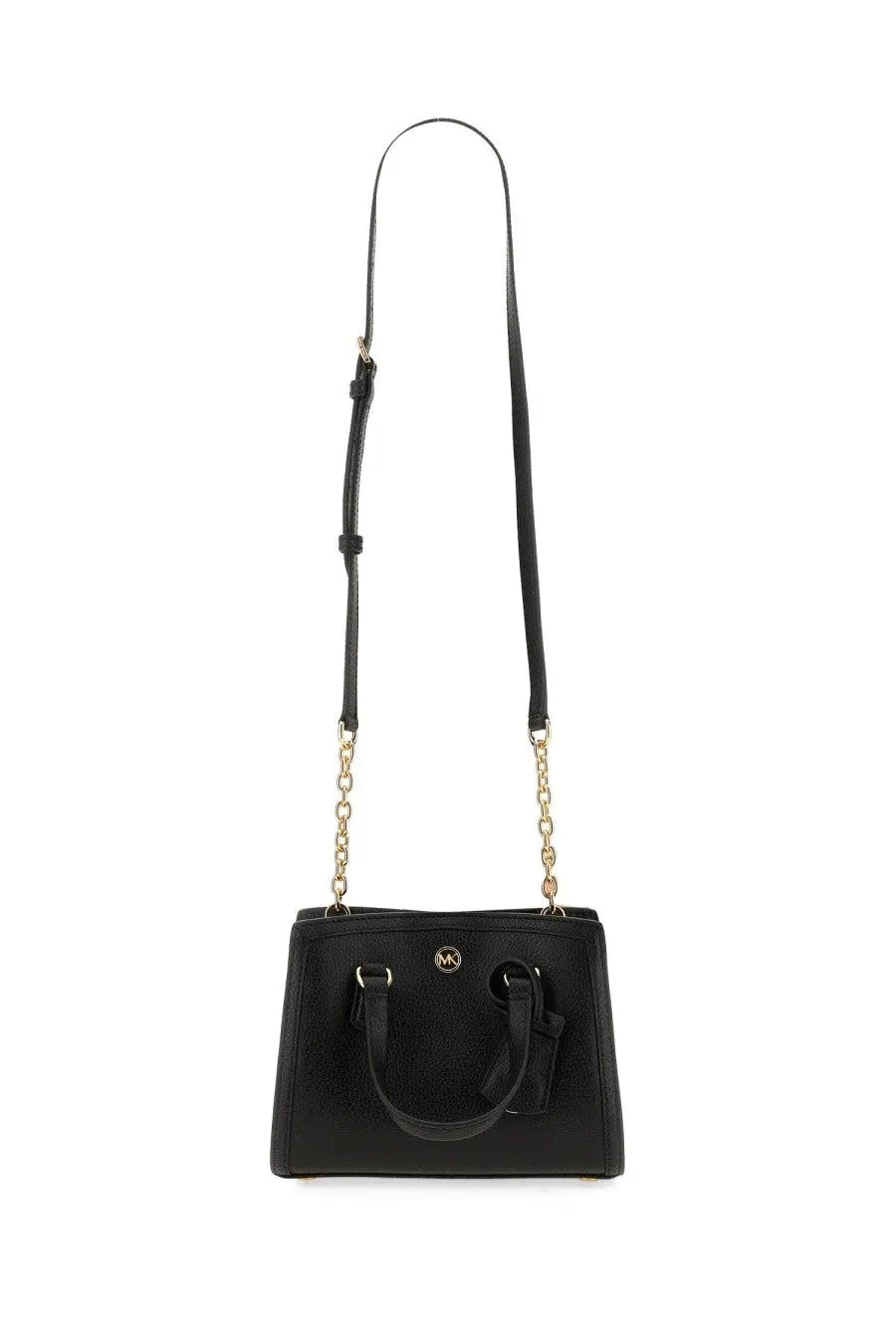 Michael Kors women’s borsa chantal small black leather handbag with gold-tone chain and strap accents