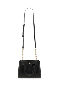 Michael Kors women’s borsa chantal small black leather handbag with gold-tone chain and strap accents