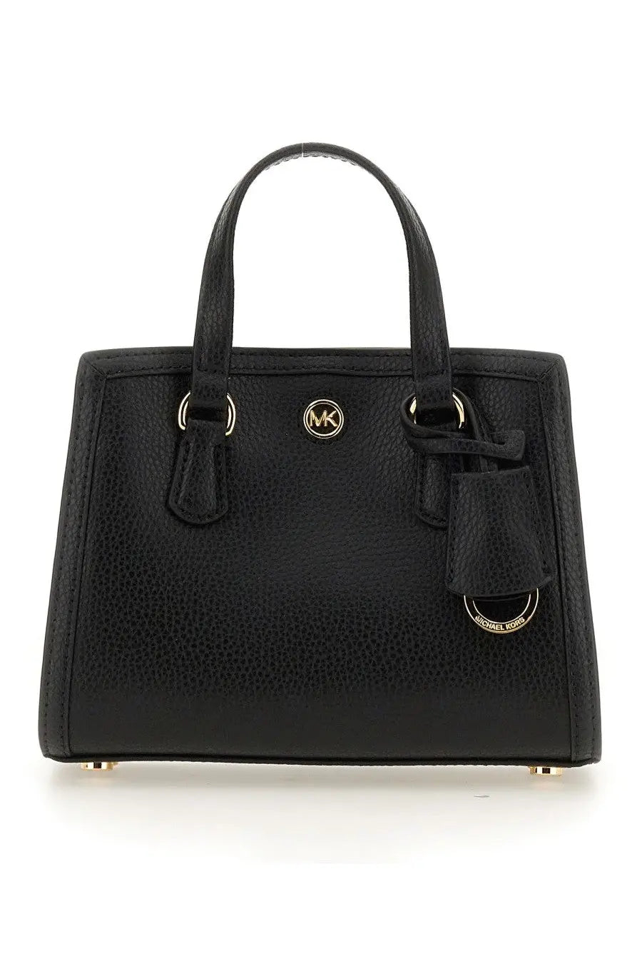 Michael kors women’s borsa chantal small black satchel handbag in black pebbled leather with gold-tone hardware and tassel