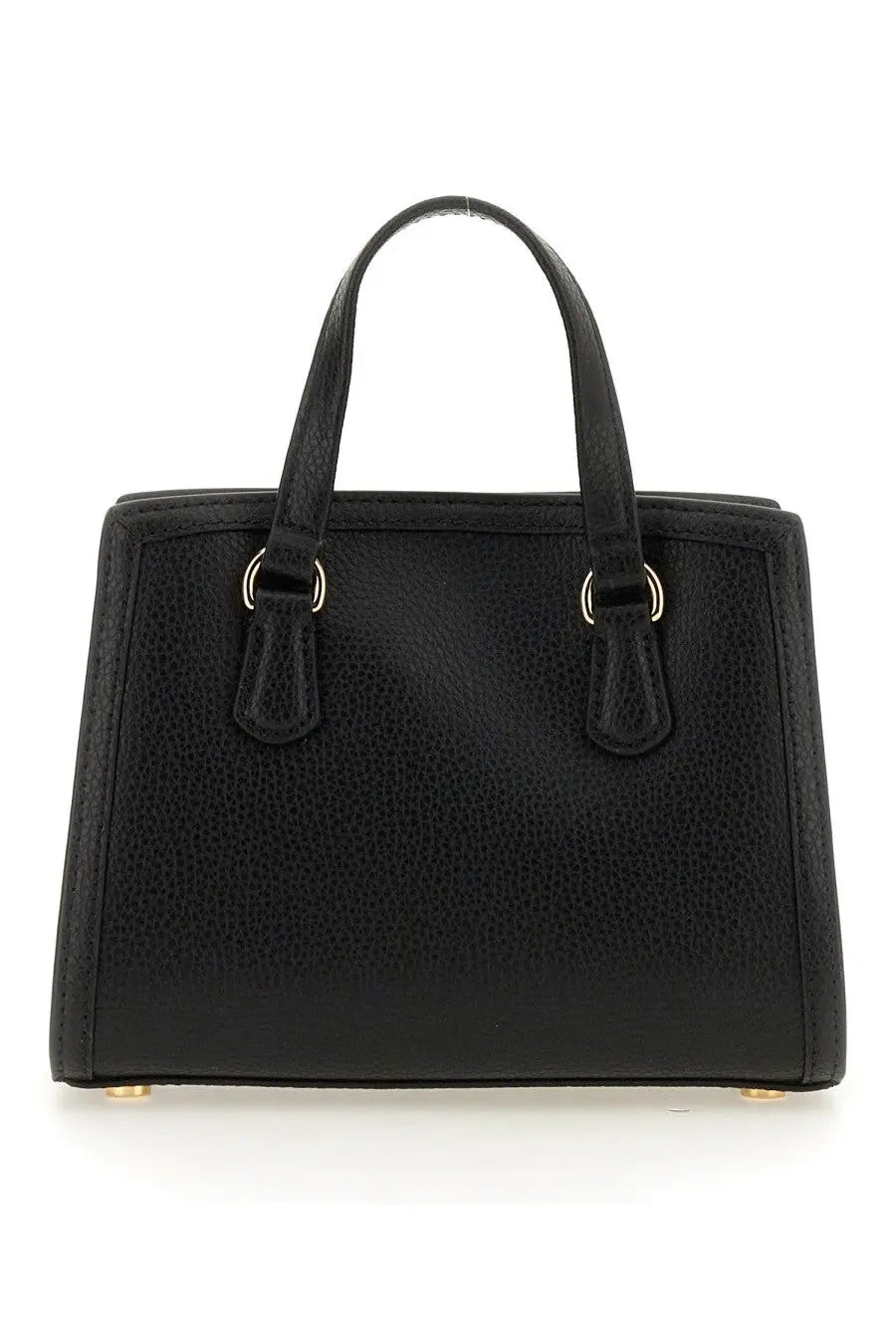 Michael Kors women’s borsa chantal small black satchel in black pebbled leather with gold-tone hardware and top handles