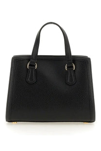 Michael Kors women’s borsa chantal small black satchel in black pebbled leather with gold-tone hardware and top handles