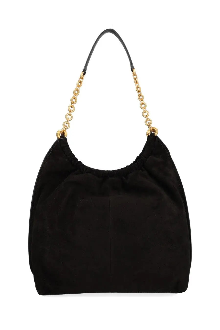 Michael Kors womens borsa indie large black suede hobo bag with gold tone chain strap