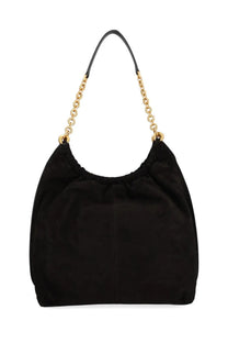 Michael Kors womens borsa indie large black suede hobo bag with gold tone chain strap