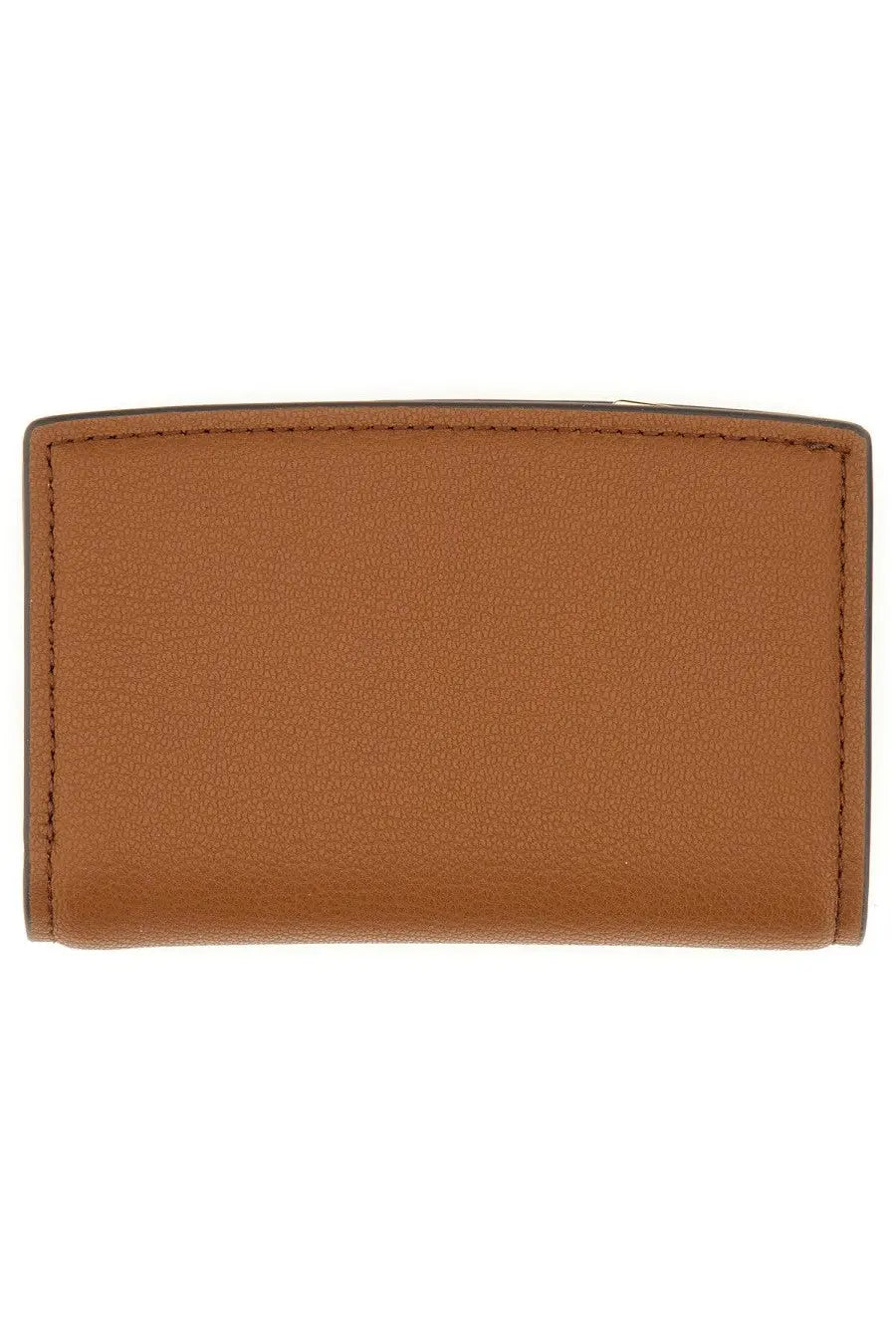 Michael Kors women’s Bryant medium wallet in beige tan leather with neat stitching along the edges