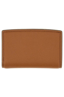 Michael Kors women’s Bryant medium wallet in beige tan leather with neat stitching along the edges