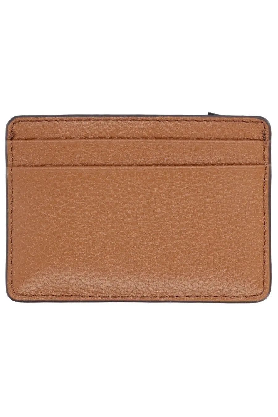 Michael Kors women’s card holder beige tan leather with subtle pebbled texture and neat edge stitching