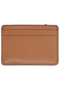 Michael Kors women’s card holder beige tan leather with subtle pebbled texture and neat edge stitching