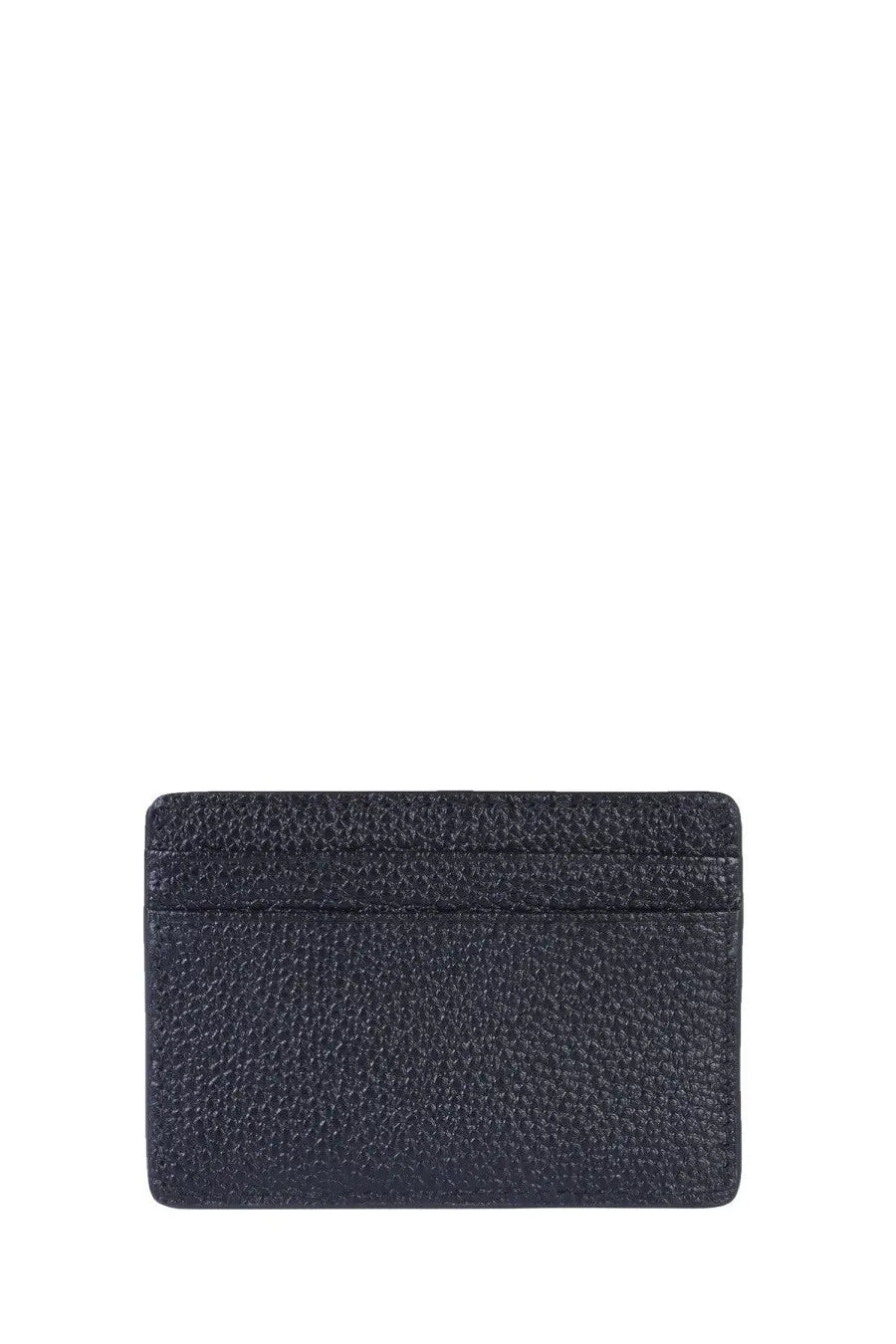 Michael Kors women’s dark blue textured leather card holder with sleek design for organized card storage