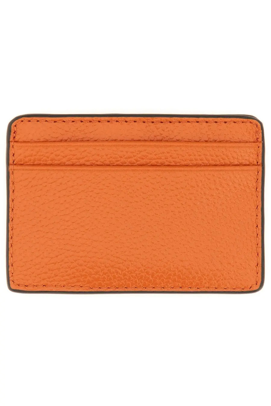 Michael Kors women’s orange card holder made of textured leather with contrasting dark brown stitching