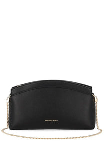 Michael Kors women’s clutch Athena small black leather crossbody bag with gold-tone chain strap
