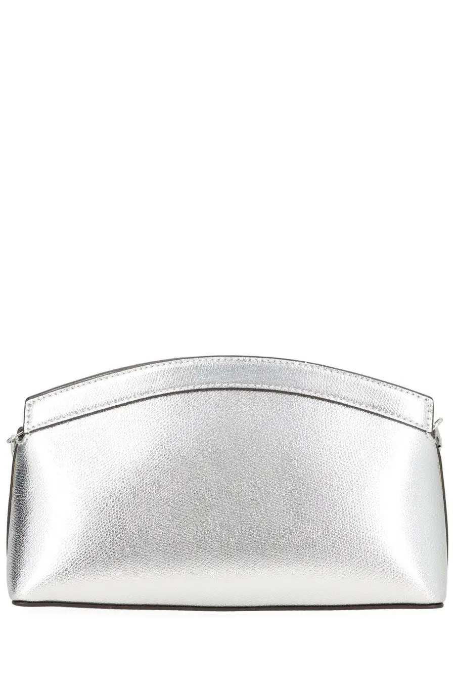 Michael Kors women’s clutch Athena small silver with textured pebbled leather finish and clean edge stitching