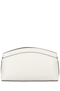Michael Kors women’s clutch Athena small white leather with black trim and curved top handle