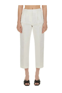 Michael Kors women’s white high waisted cropped trousers with tailored pleated front and straight leg cut