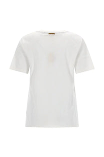 Michael Kors women’s white cotton empire stud shirt with round neckline and short sleeves