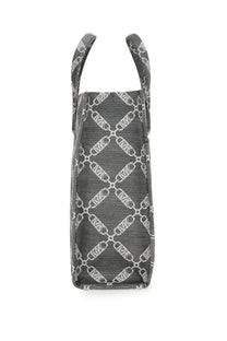 Michael Kors women’s Gigi large tote bag black with black and white patterned chain-link mk logo design