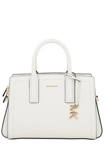 Michael Kors women’s handbag Laila small white leather with gold-tone hardware and signature logo charm