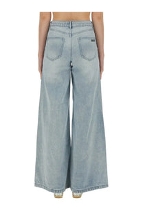 Michael kors women’s light-wash denim wide-leg jeans with a relaxed fit and subtle fading