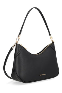 Michael Kors womens jet set shoulder bag in black textured leather with gold-tone hardware